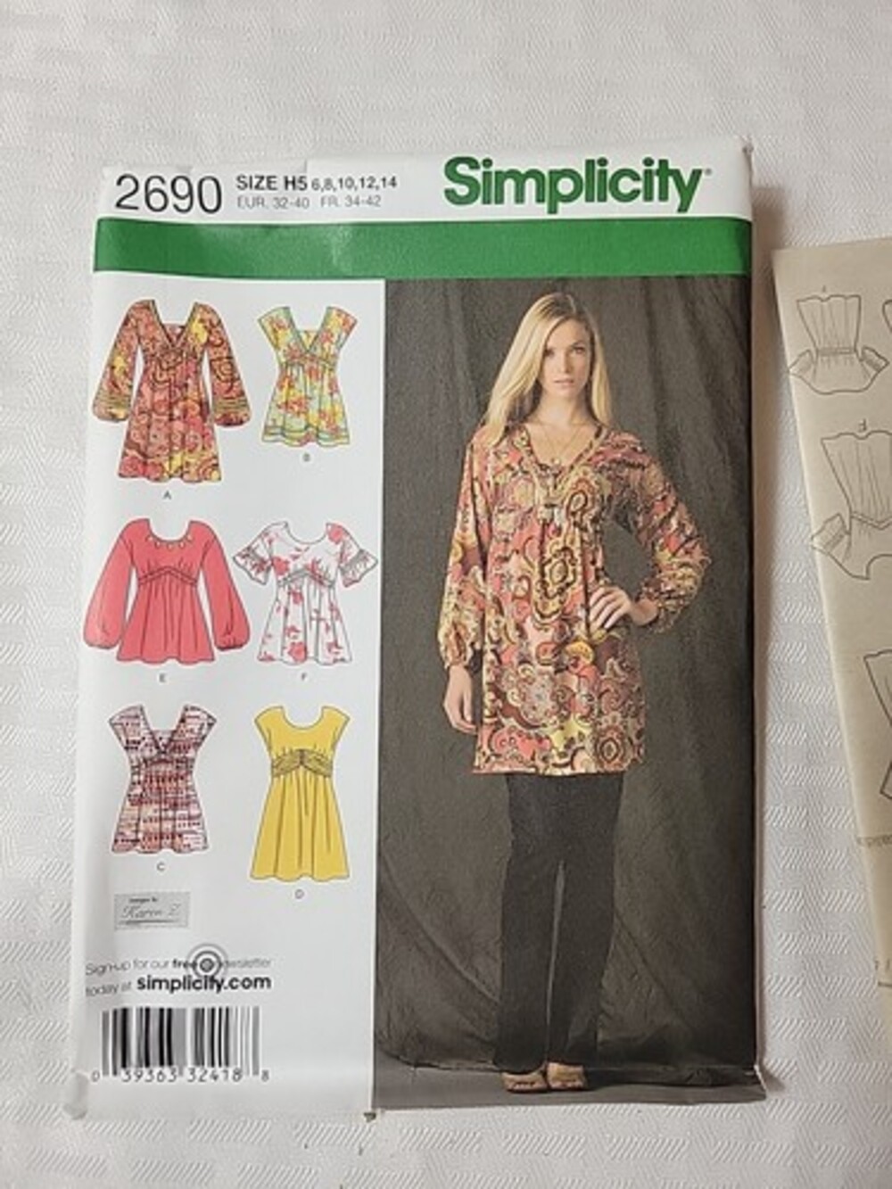 2690 Vintage Simplicity SEWING Pattern Misses 2000s Pullover Mini Dress Tunic 14